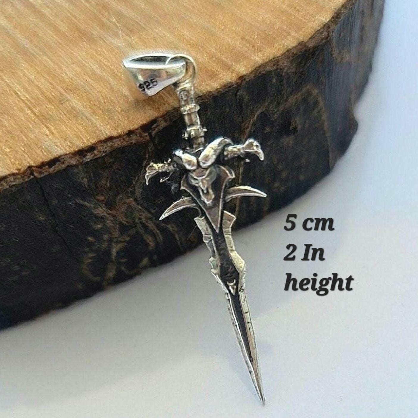 Frostmourne Sword Pendant , Wow, World of Warcraft , Lich King, Handmade 925 Sterling Silver
