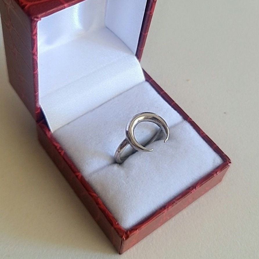 Half Moon Ring , Double Horn , Crescent moon minimalist design Handmade 925 Sterling Silver