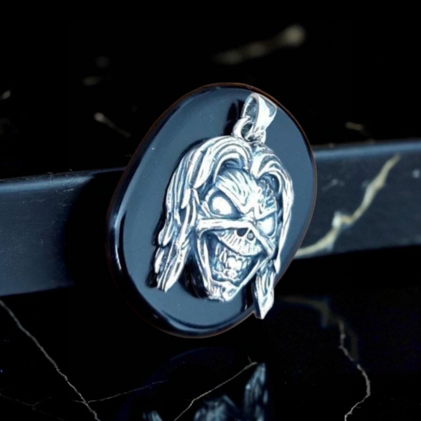 Eddie Killers Pendant, Skull Pendant, Biker - Rock - Heavy metal statement charm Sterling silver