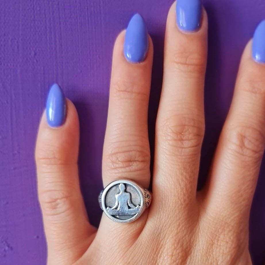 Meditation Namaste Ring - Sterling Silver, Handmade with 9 Grams - Yoga jewelry meditation vibe