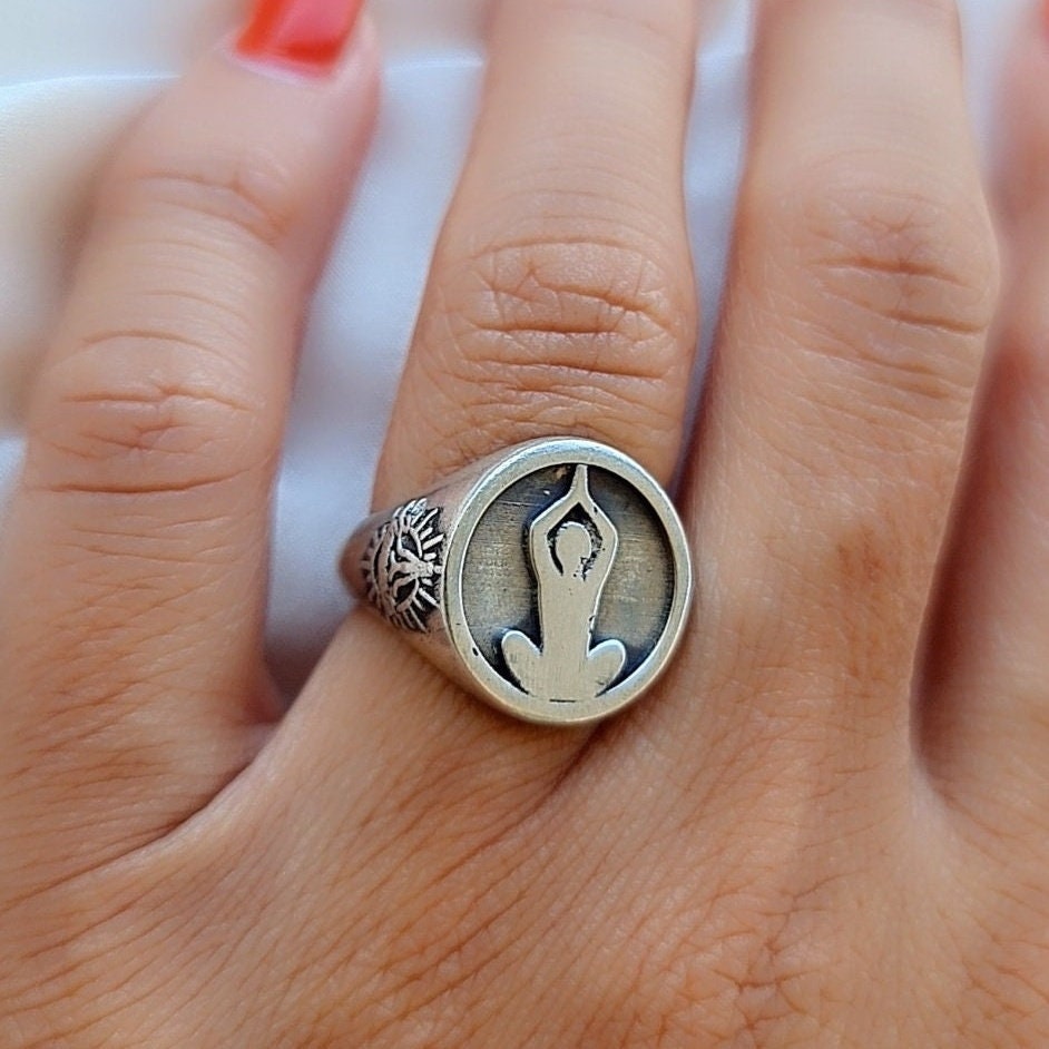 Meditation Om Ring -925 Sterling Silver - Unique Symbol Design - Handmade