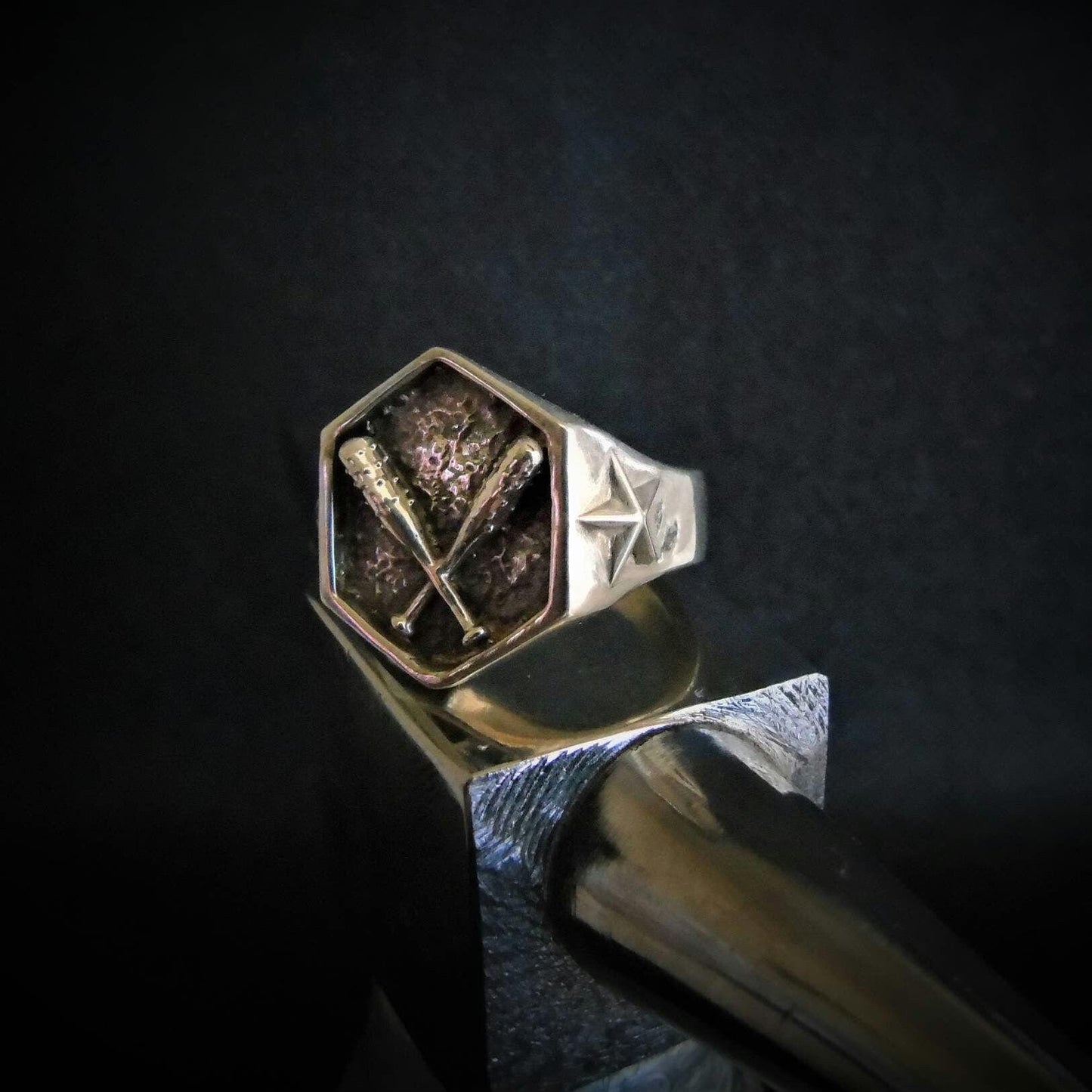 Baseball Spikes 925 Sterling Silver Ring - bold Design - Biker Jewelry