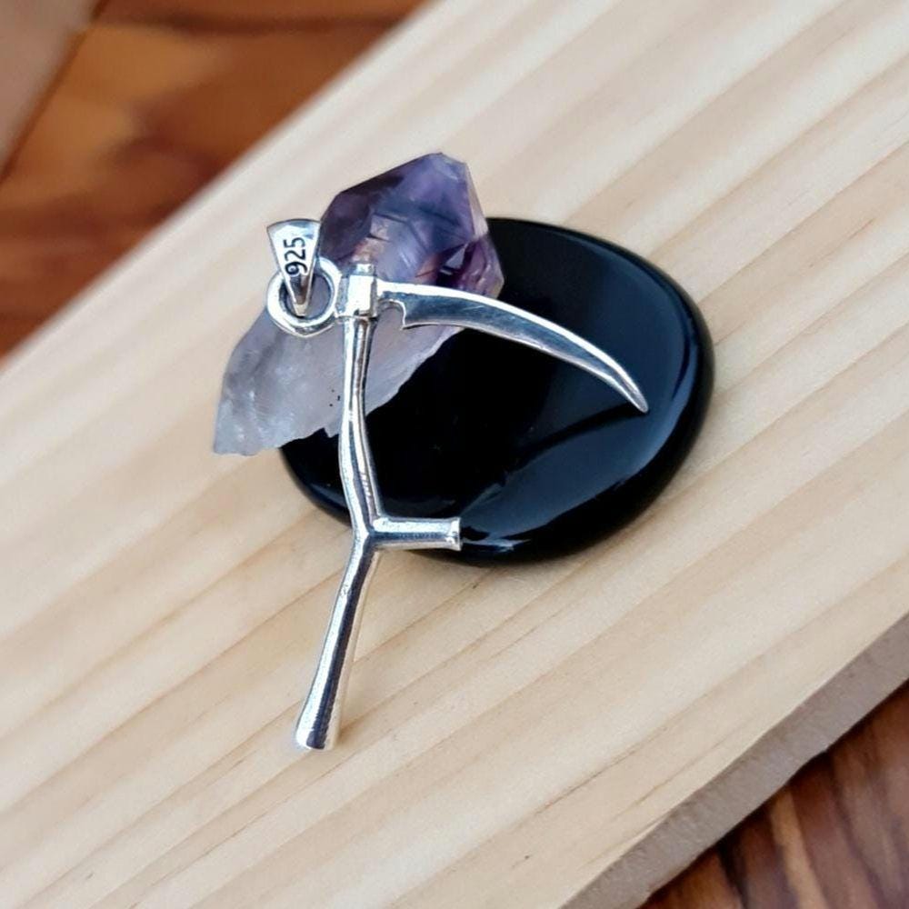 Sterling Silver Grim Reaper Scythe Pendant: Gothic Handmade Jewelry