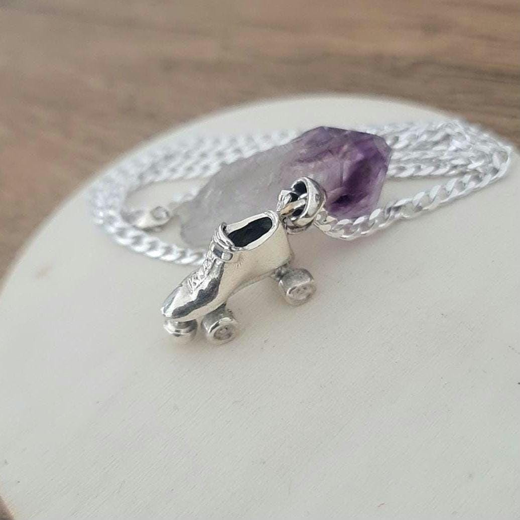 Handmade Sterling Silver Roller Skate Pendant: Skater Jewelry