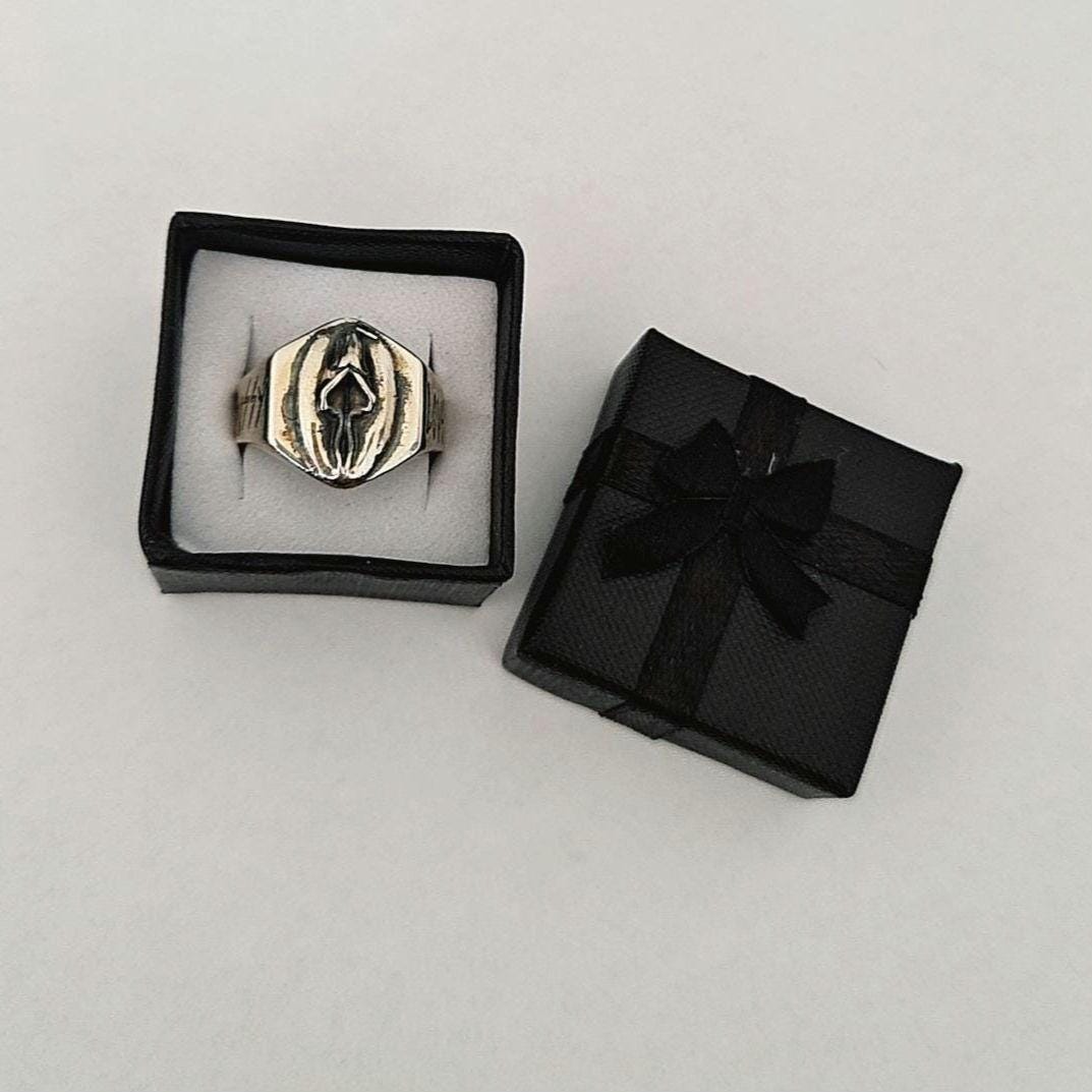 Handmade Gothic Sterling Silver "PU**Y LOVER" Ring