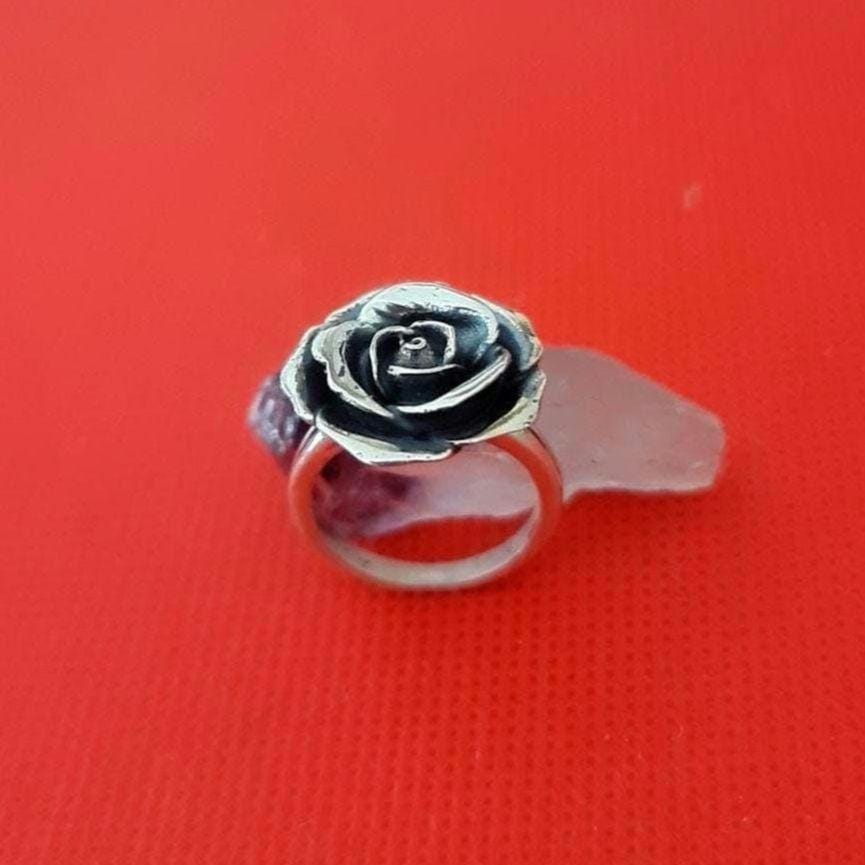 Handmade Sterling Silver Rose Ring: Floral Statement Jewelry
