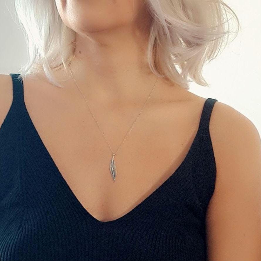 Delicate Feather Necklace 925 Sterling Silver – 45cm Chain – Minimalist Boho