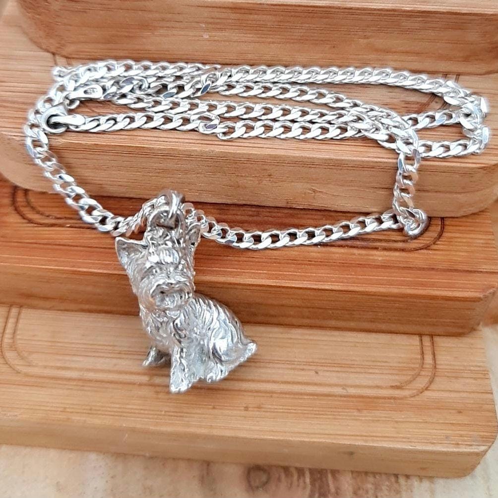 Handmade Sterling Silver Yorkshire Terrier Pendant: Sculpted Dog Jewelry