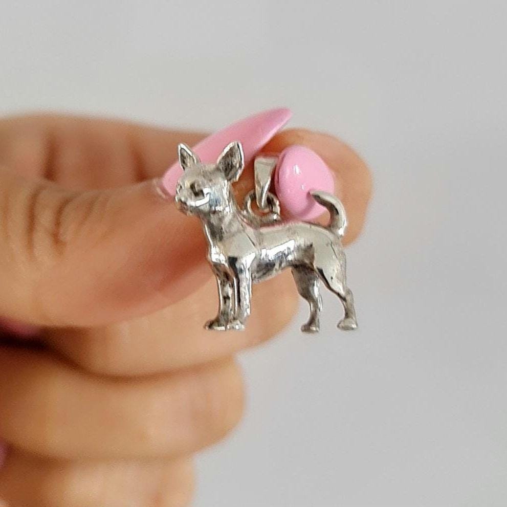 Handmade Chihuahua Pendant: 925 Sterling Silver Dog Lover Gift