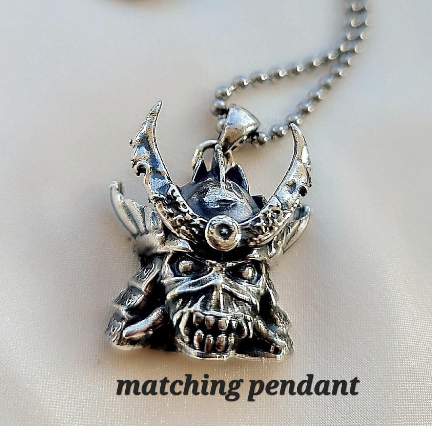 Handmade Sterling Silver Eddie Samurai Skull Ring - Japanese - Eddie Ring- Unique design - Rock Ring- Heavy metal Ring
