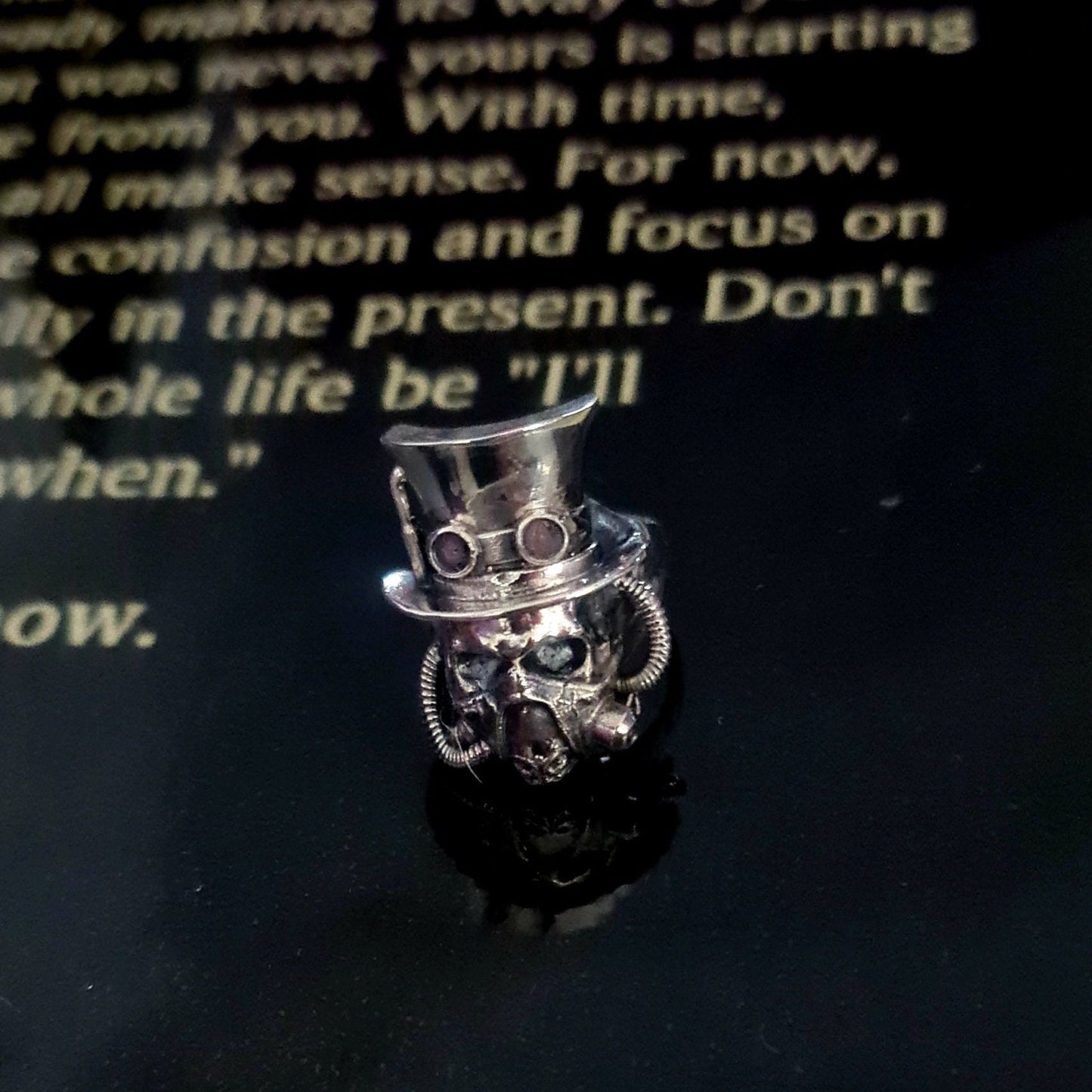 Steampunk-Inspired Silver Skull Ring - stylish Gothic solid & Sturdy Sterling Silver