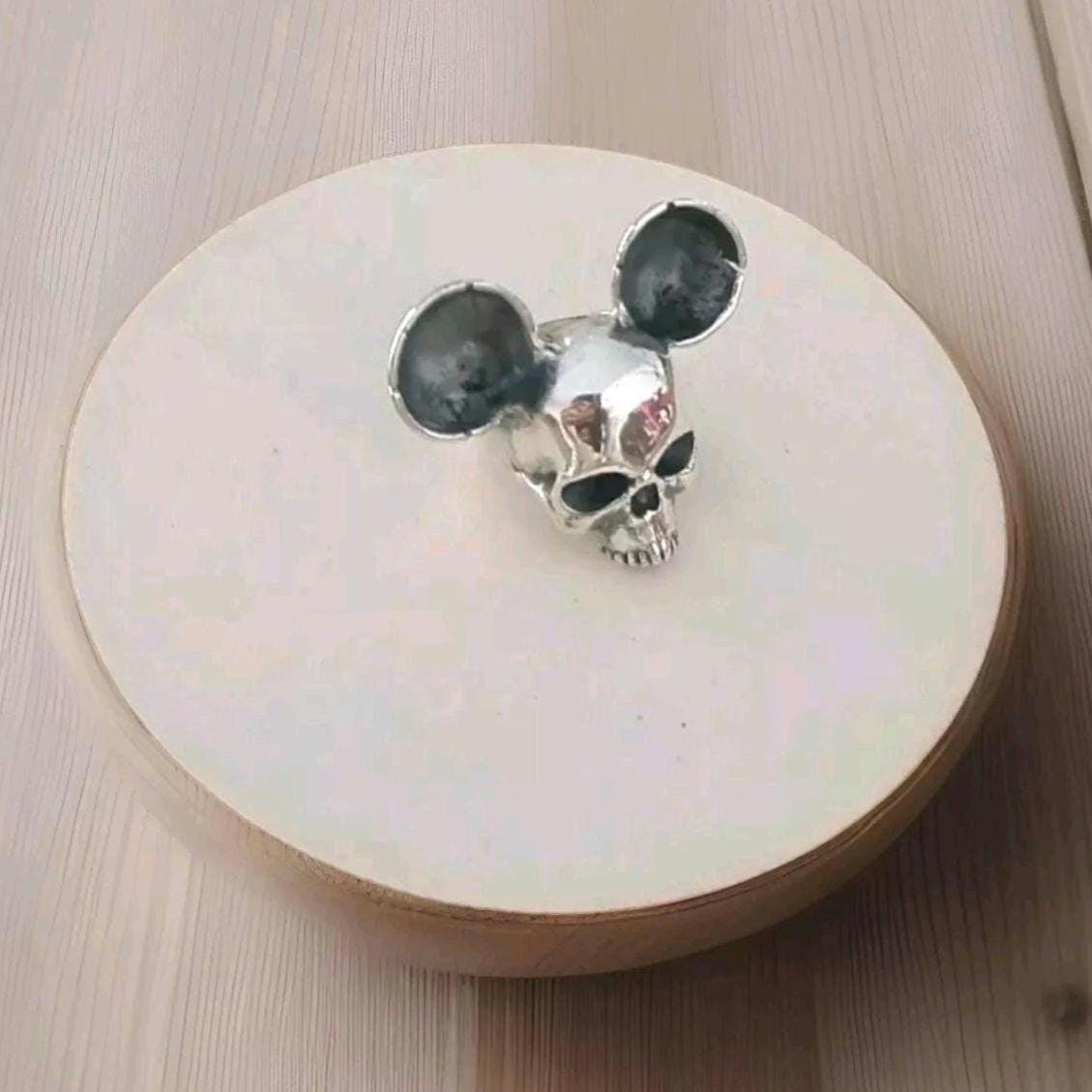 Handmade Sterling Silver Mouse Skull Ring: Gothic Statement piece