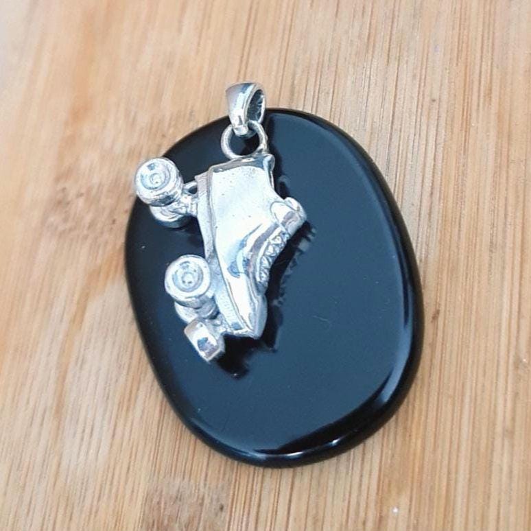 Handmade Sterling Silver Roller Skate Pendant: Skater Jewelry
