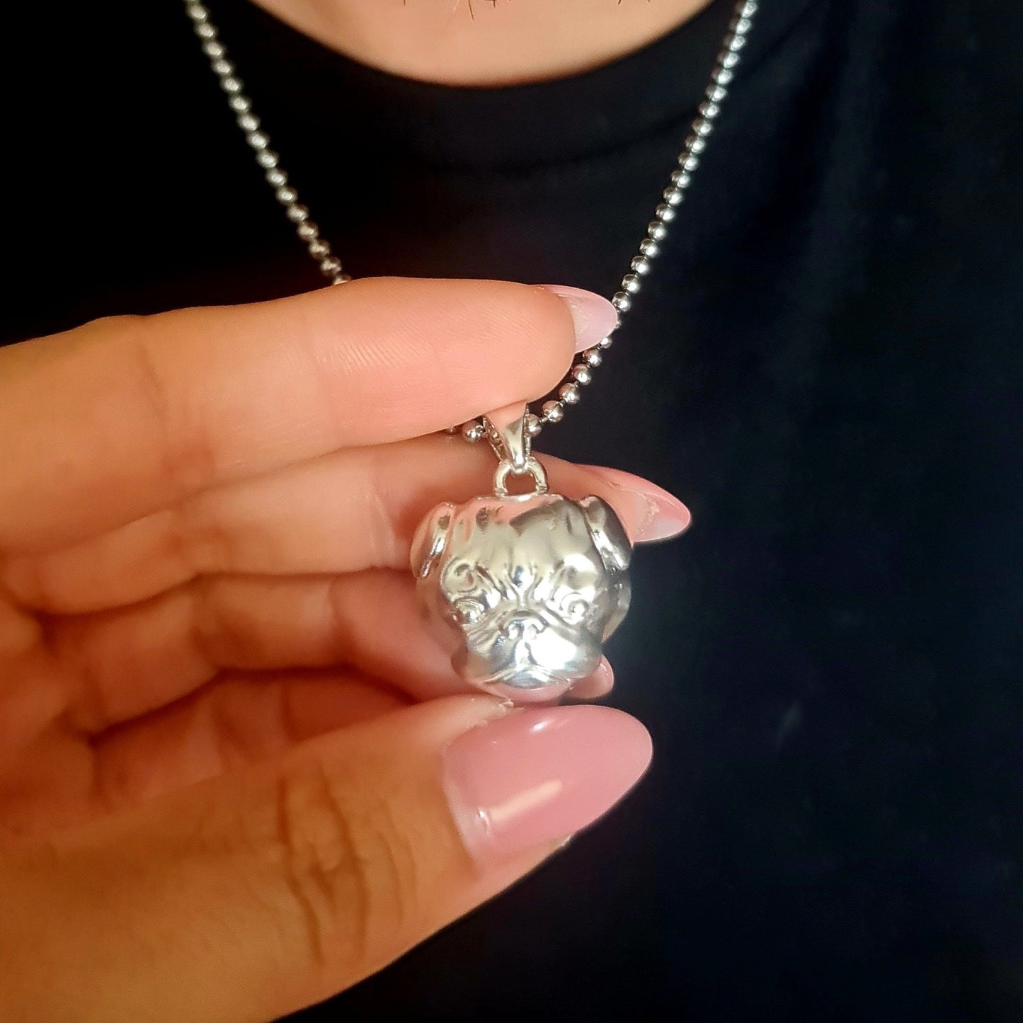 Handmade Sterling Silver Pug Pendant: Minimalist Dog Lover Gift