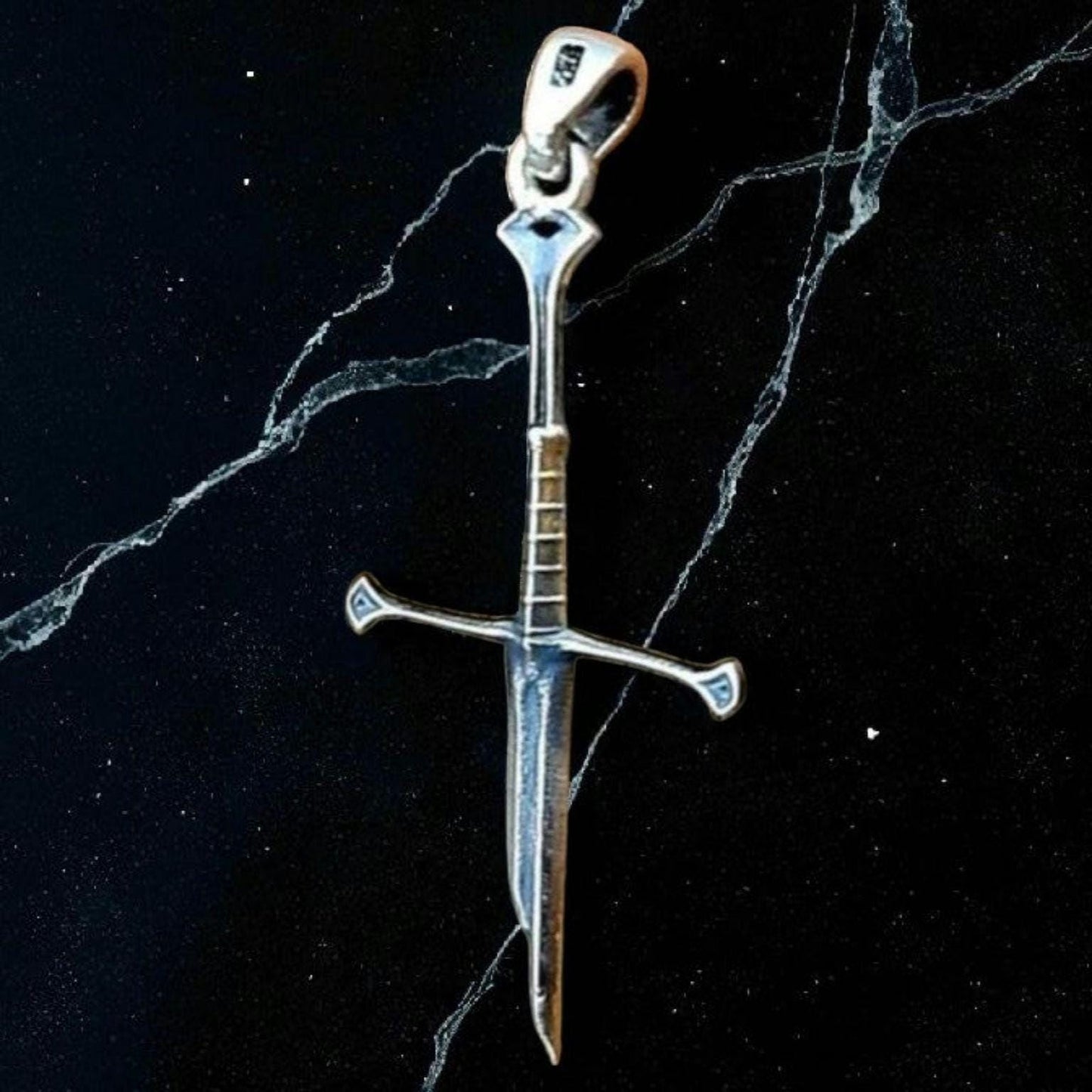 The Breaking of Narsil Sword, LOTR, Fantasy Elven Gothic - Medieval jewelry Cosplay lover broken Cross 925 Sterling Silver