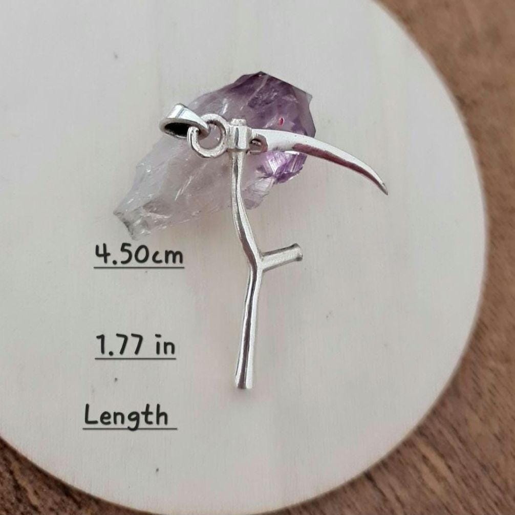 Sterling Silver Grim Reaper Scythe Pendant: Gothic Handmade Jewelry