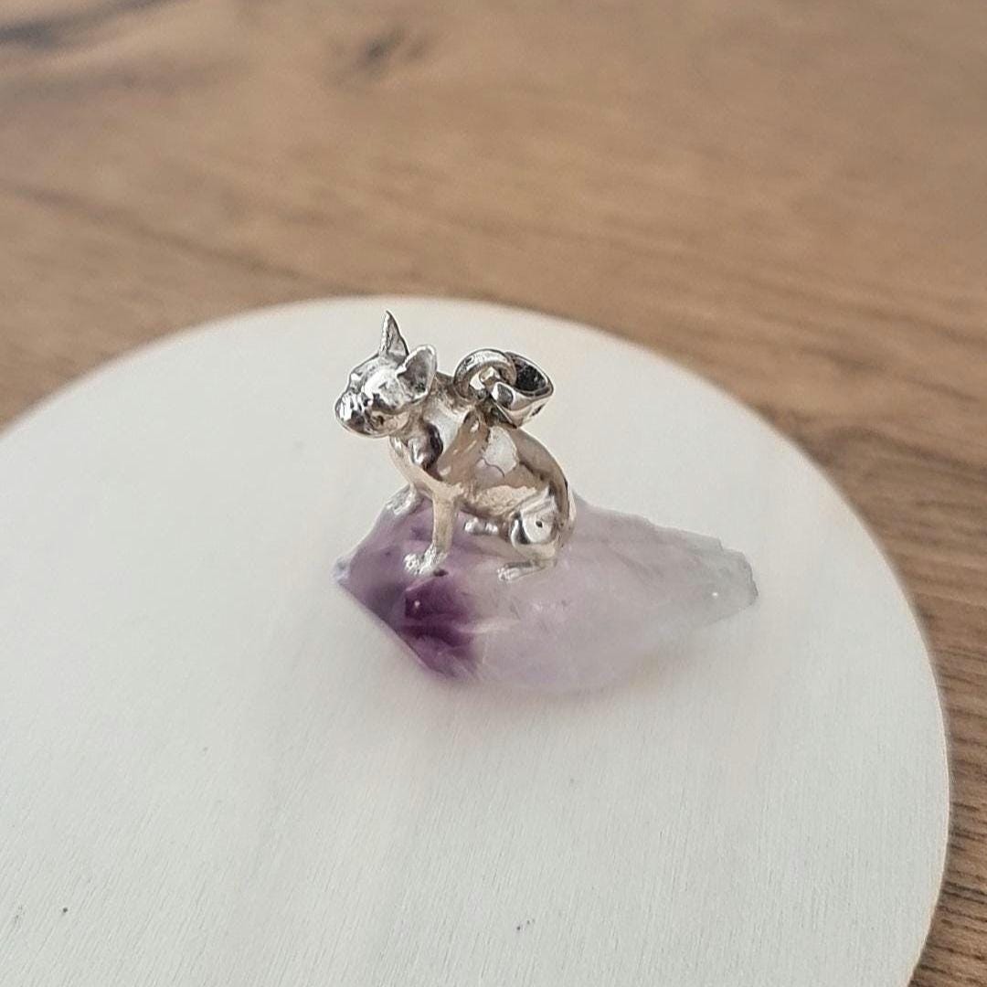 French Bulldog figurine Necklace Animal Pendant 925 Silver - High-Detailed Solid - Gift for Frenchay Lovers
