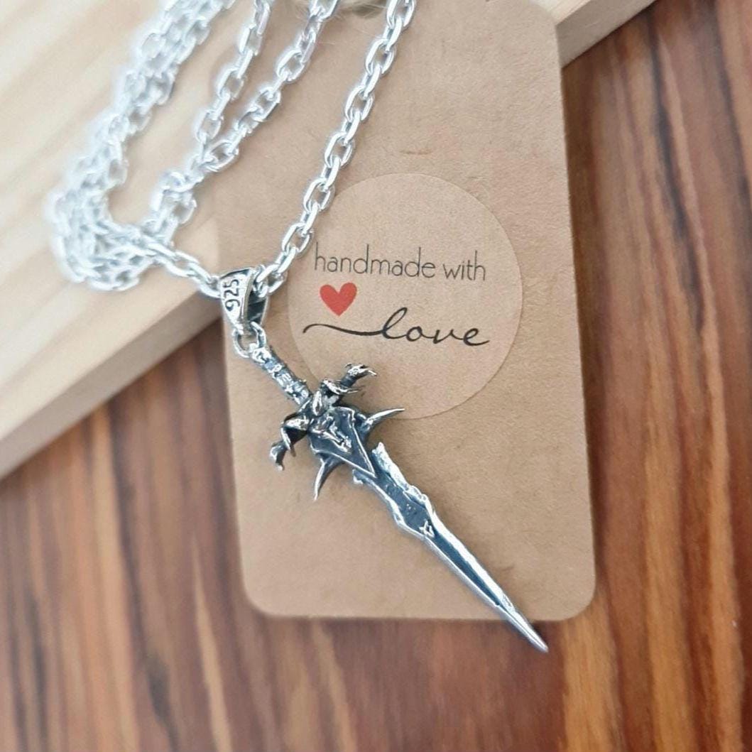 Frostmourne Sword Pendant , Wow, World of Warcraft , Lich King, Handmade 925 Sterling Silver