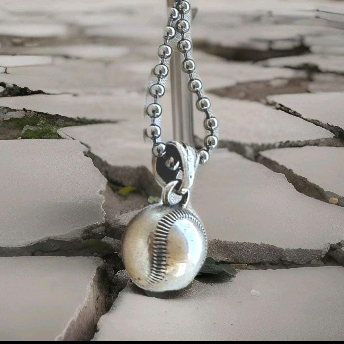 Handmade Sterling Silver Baseball Pendant Necklace: Sports Fan Gift