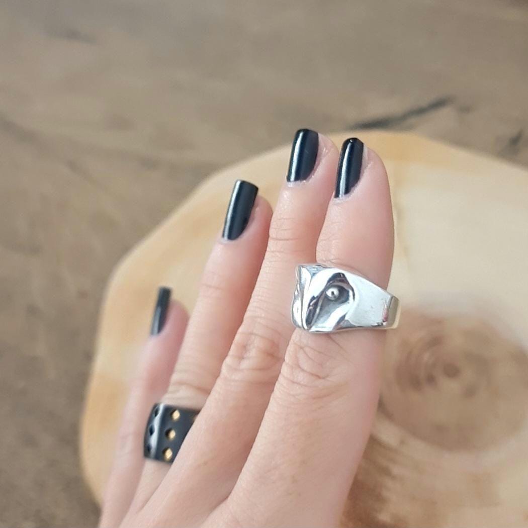 OWL RING - Handcrafted 925 Silver Stylized Animal Jewelry Minimalistic - solid sturdy