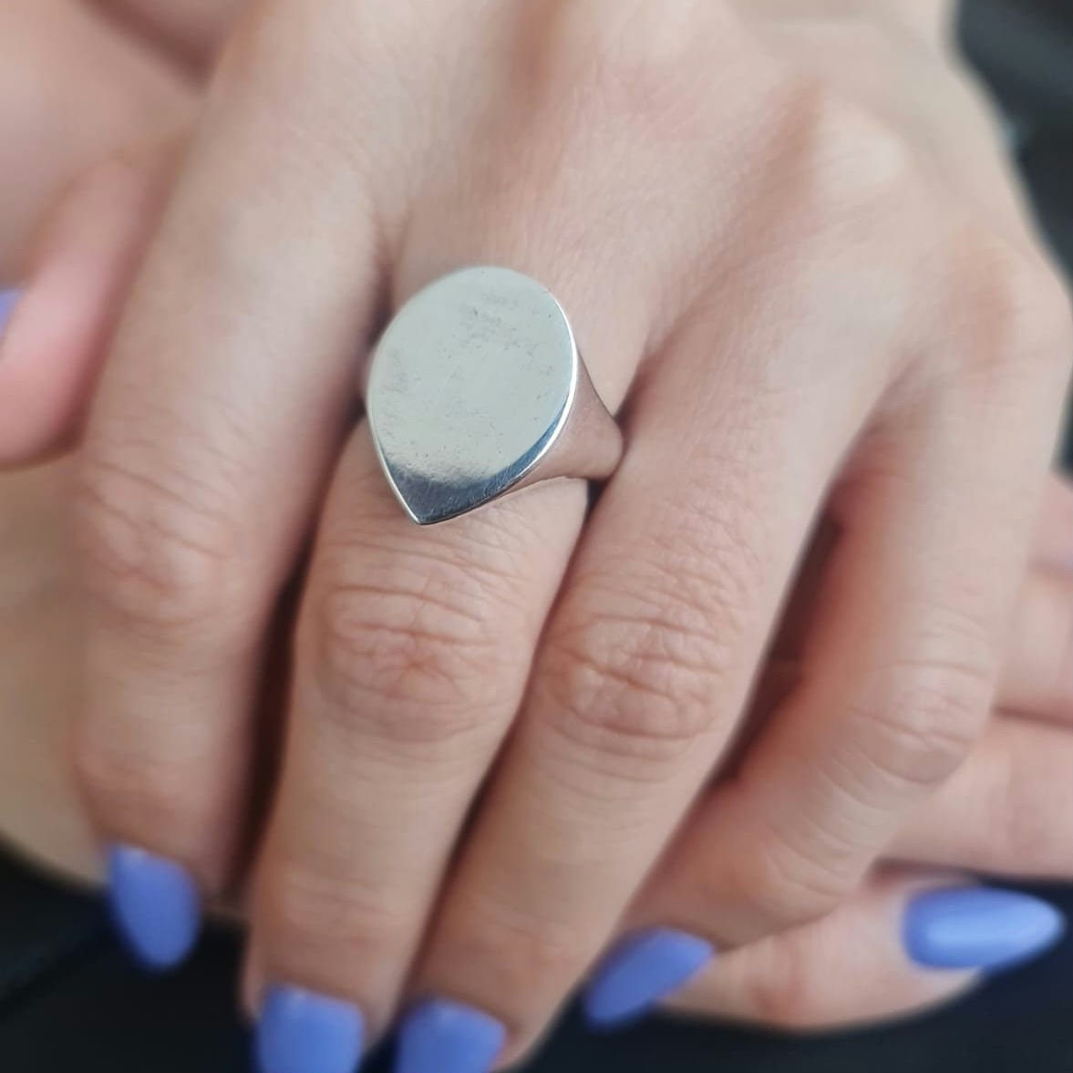 Handmade Sterling Silver Teardrop Ring: Geometric Point Design
