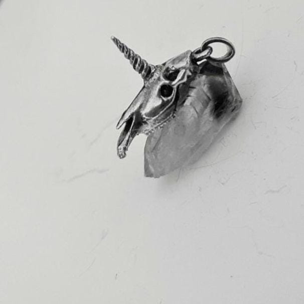 Unicorn Skull Pendant – Sterling Silver – Mythical Skeleton Jewelry – Enchanted Animal – Gothic Fantasy Gift