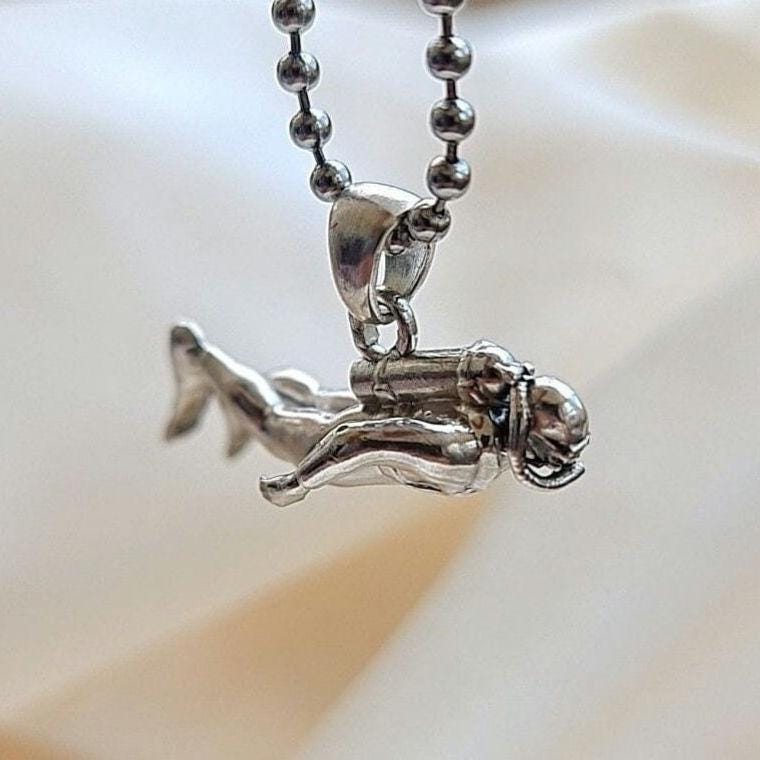 Handcrafted Sterling Silver Scuba Diver Pendant