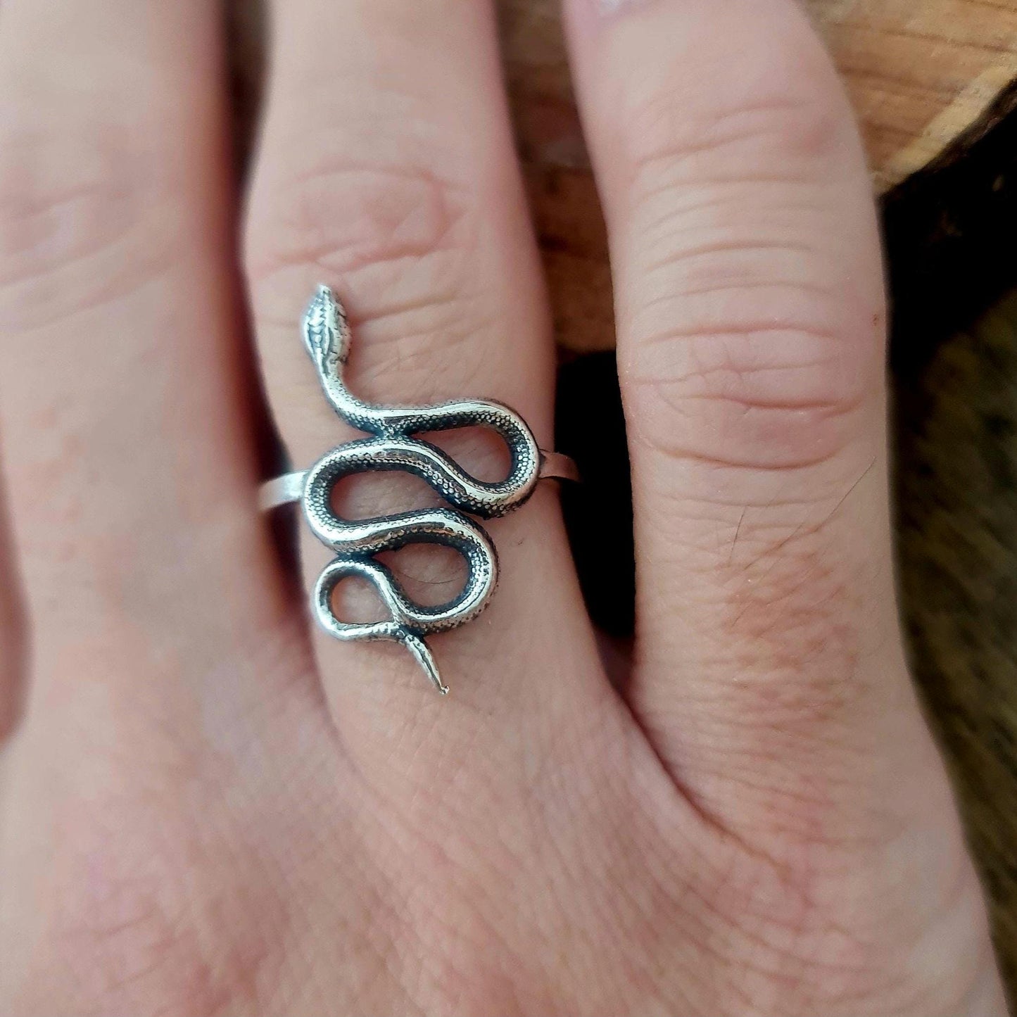 Handmade Sterling Silver Snake Ring: Ouroboros Design