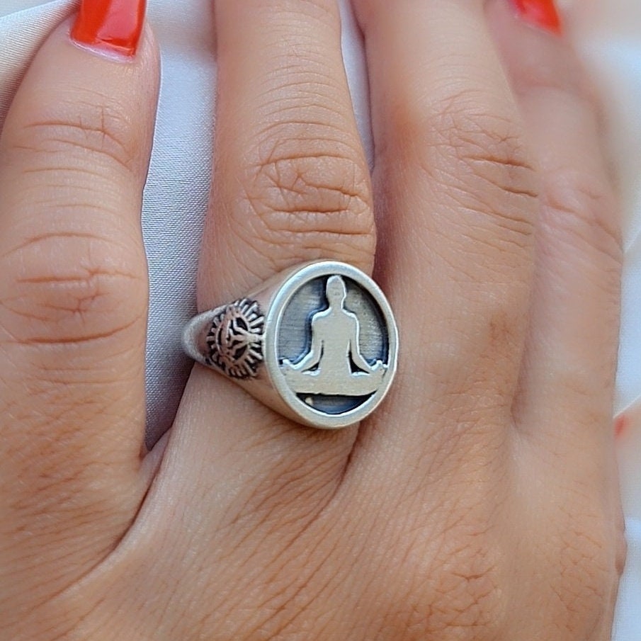 Meditation Namaste Ring - Sterling Silver, Handmade with 9 Grams - Yoga jewelry meditation vibe
