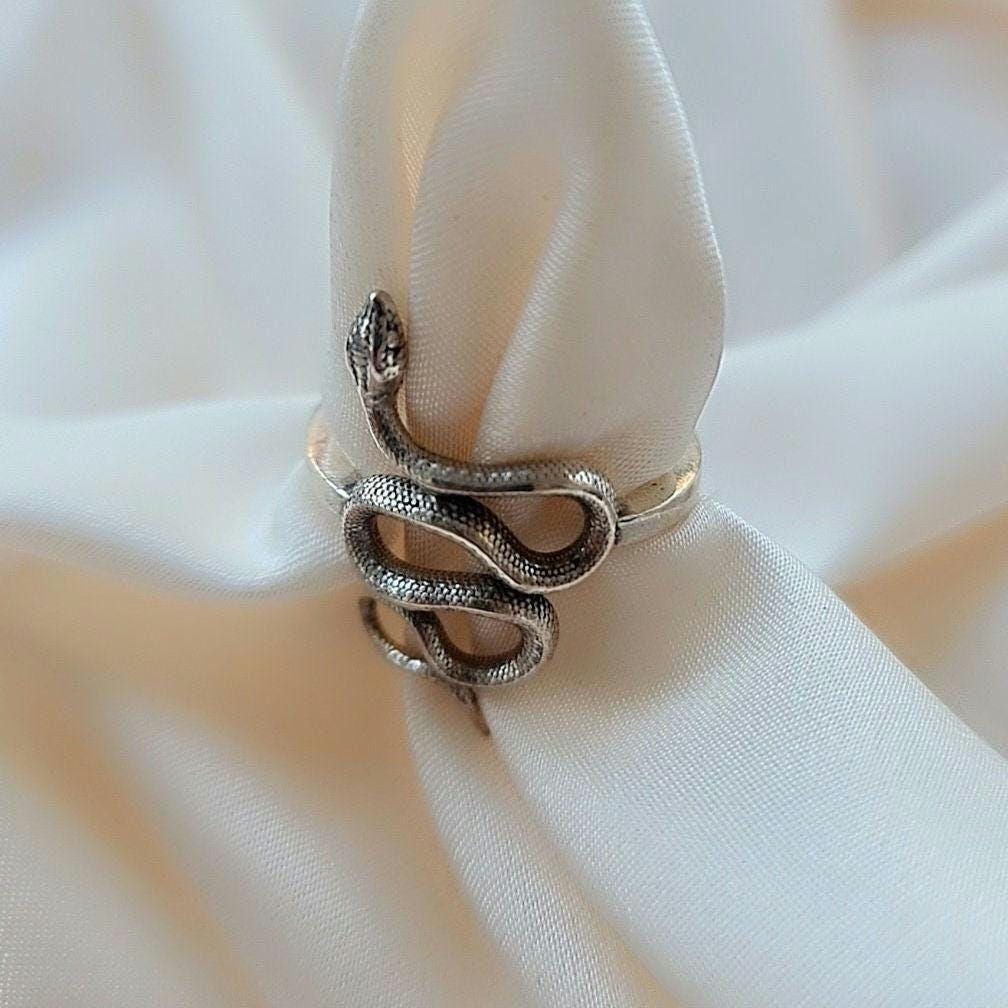 Handmade Sterling Silver Snake Ring: Ouroboros Design
