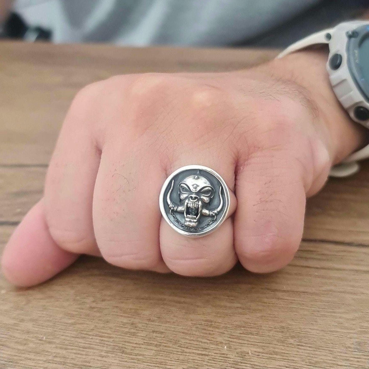 Snaggletooth War Pig Ring-Solid 925 Silver-Heavy Duty Design for the Ultimate Rockstar