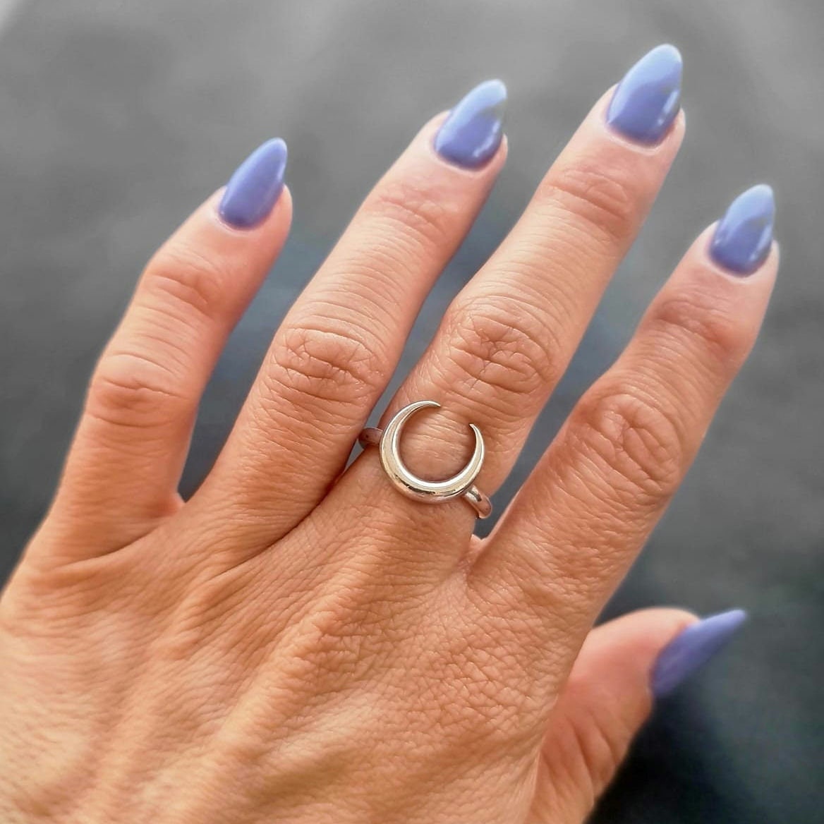 Half Moon Ring , Double Horn , Crescent moon minimalist design Handmade 925 Sterling Silver