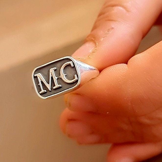 Handmade Sterling Silver MC Biker Ring: Edgy Outlaw Motorcycle Jewelry
