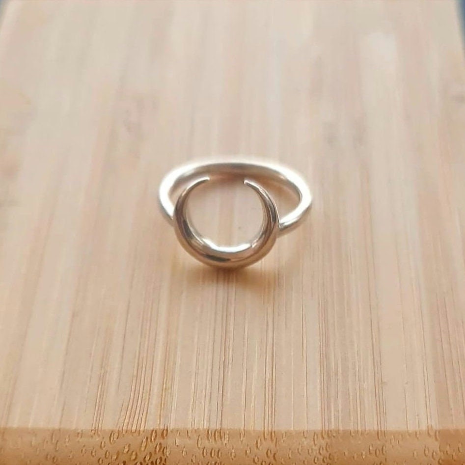 Half Moon Ring , Double Horn , Crescent moon minimalist design Handmade 925 Sterling Silver