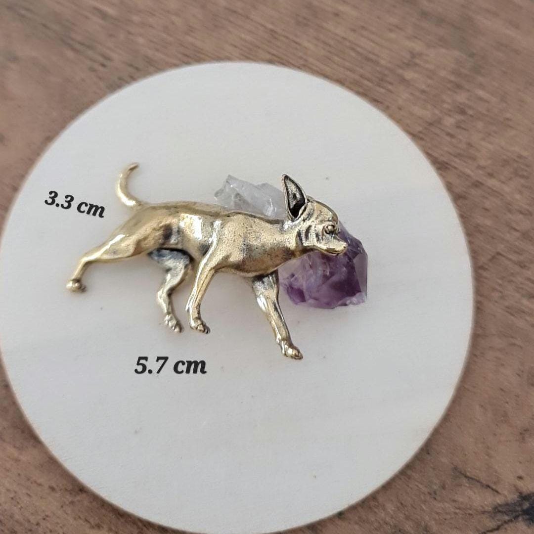 Ornament brass chihuahua Decorative figure Solid & Sturdy Sculpture- Realistic - 34 grams