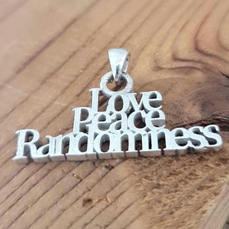 Love Peace Randomness Pendant - Sterling Silver Spiritual Necklace