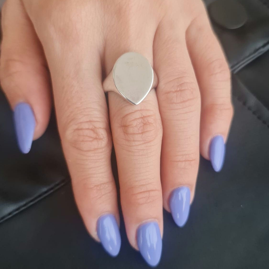 Handmade Sterling Silver Teardrop Ring: Geometric Point Design