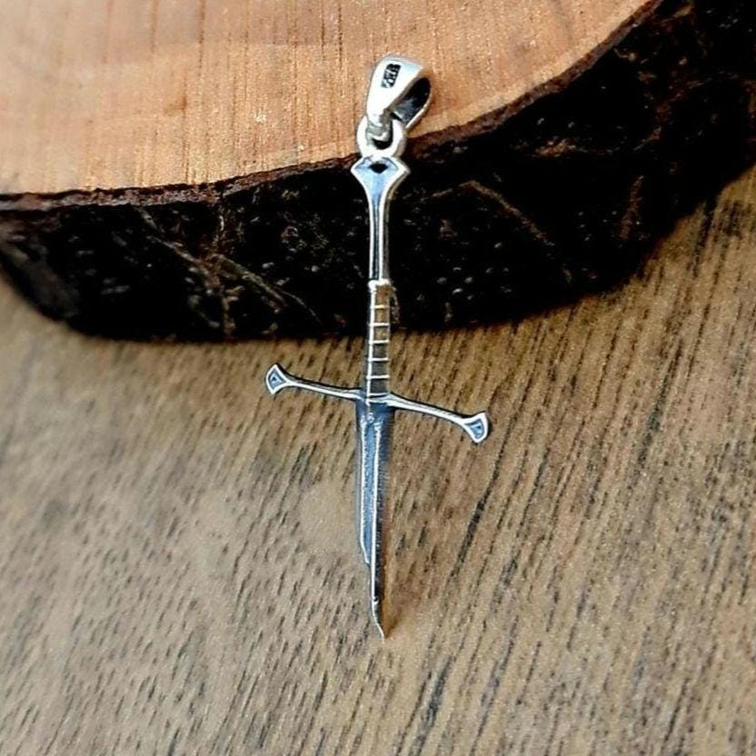 The Breaking of Narsil Sword, LOTR, Fantasy Elven Gothic - Medieval jewelry Cosplay lover broken Cross 925 Sterling Silver