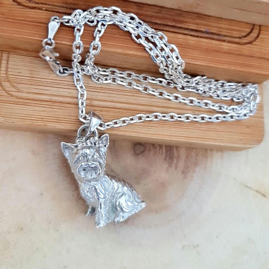 Handmade Sterling Silver Yorkshire Terrier Pendant: Sculpted Dog Jewelry