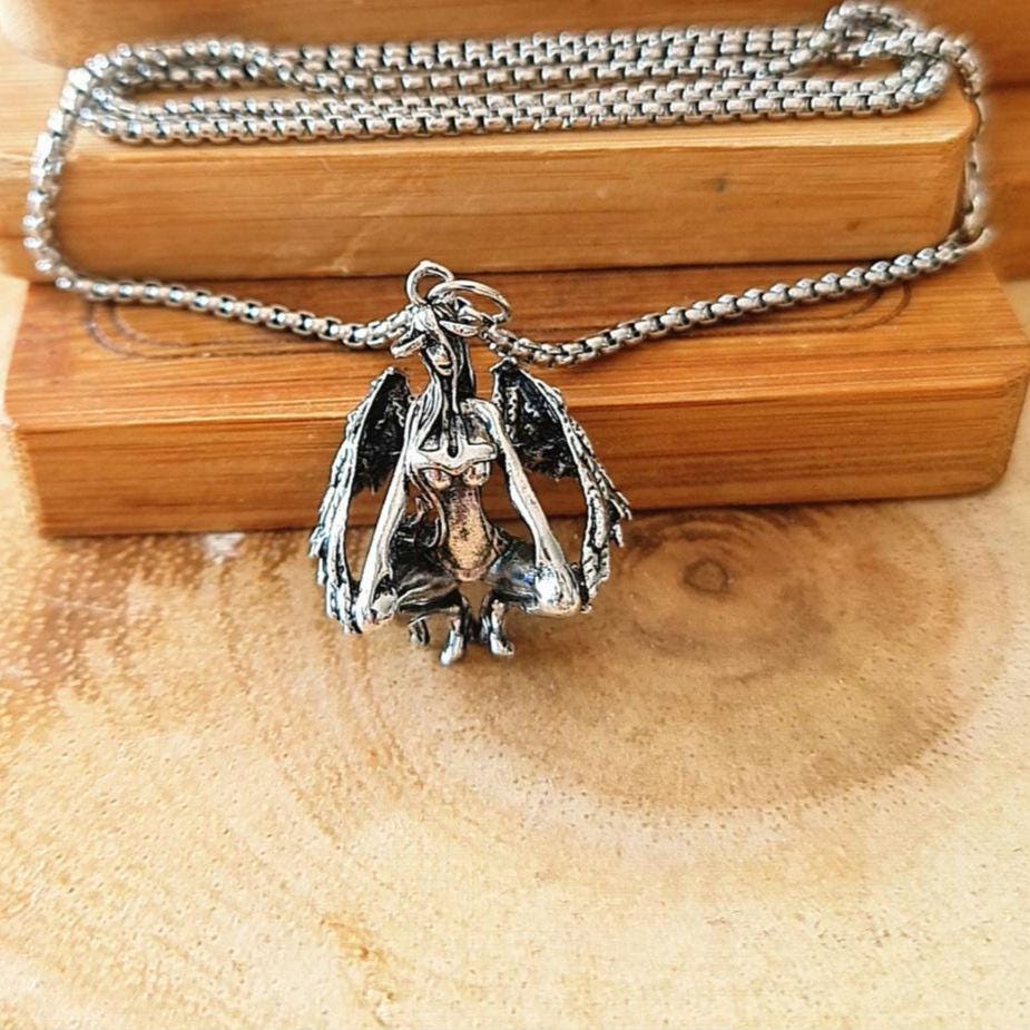 Winged Demon Devil Goddess Necklace , Anime, Cosplay- punk Gothic Sexy 60 cm round box chain