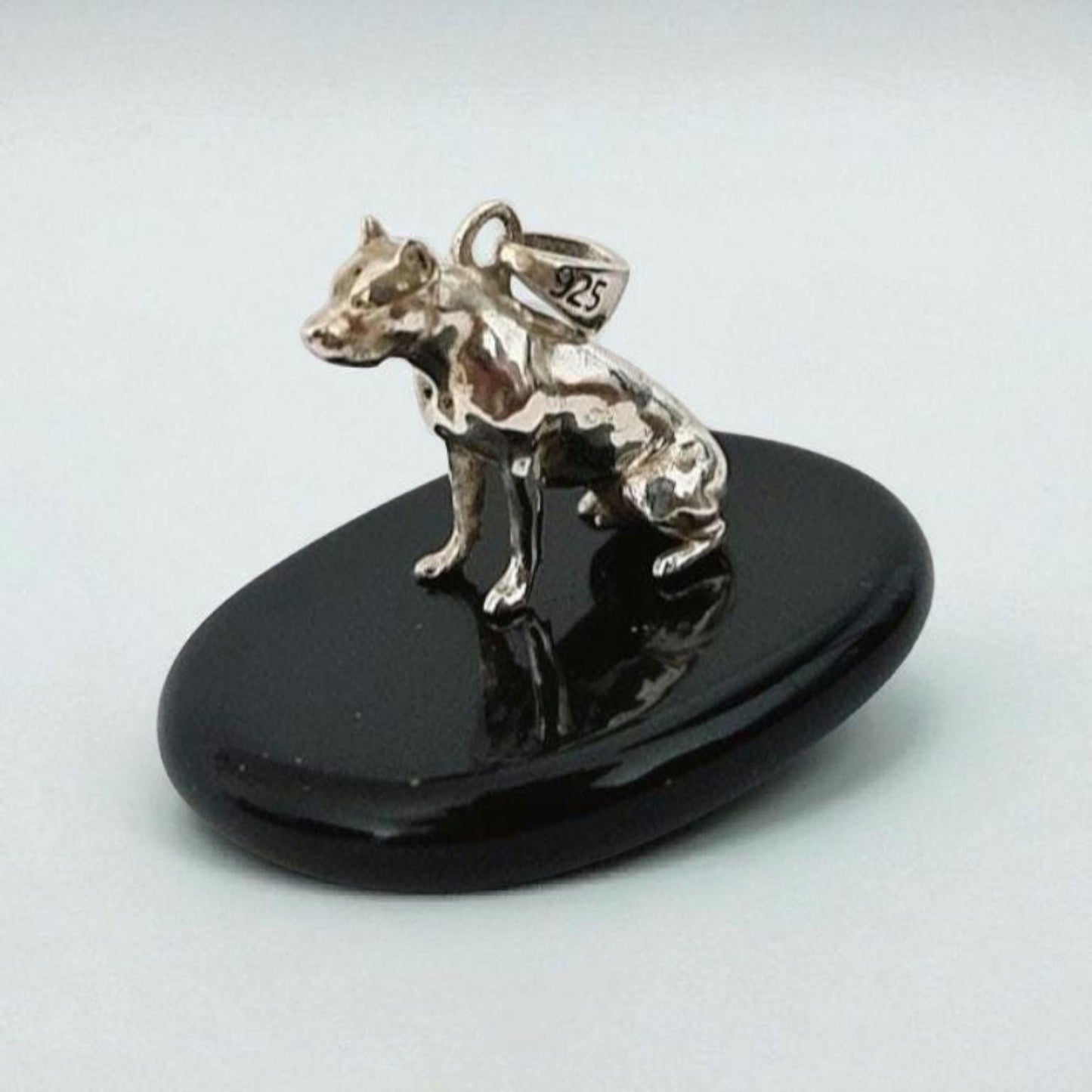 Pitbull Sterling Silver Solid figurine Pendant - Pitbull Gift for Lovers of the Breed