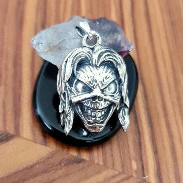 Eddie Killers Pendant, Skull Pendant, Biker - Rock - Heavy metal statement charm Sterling silver