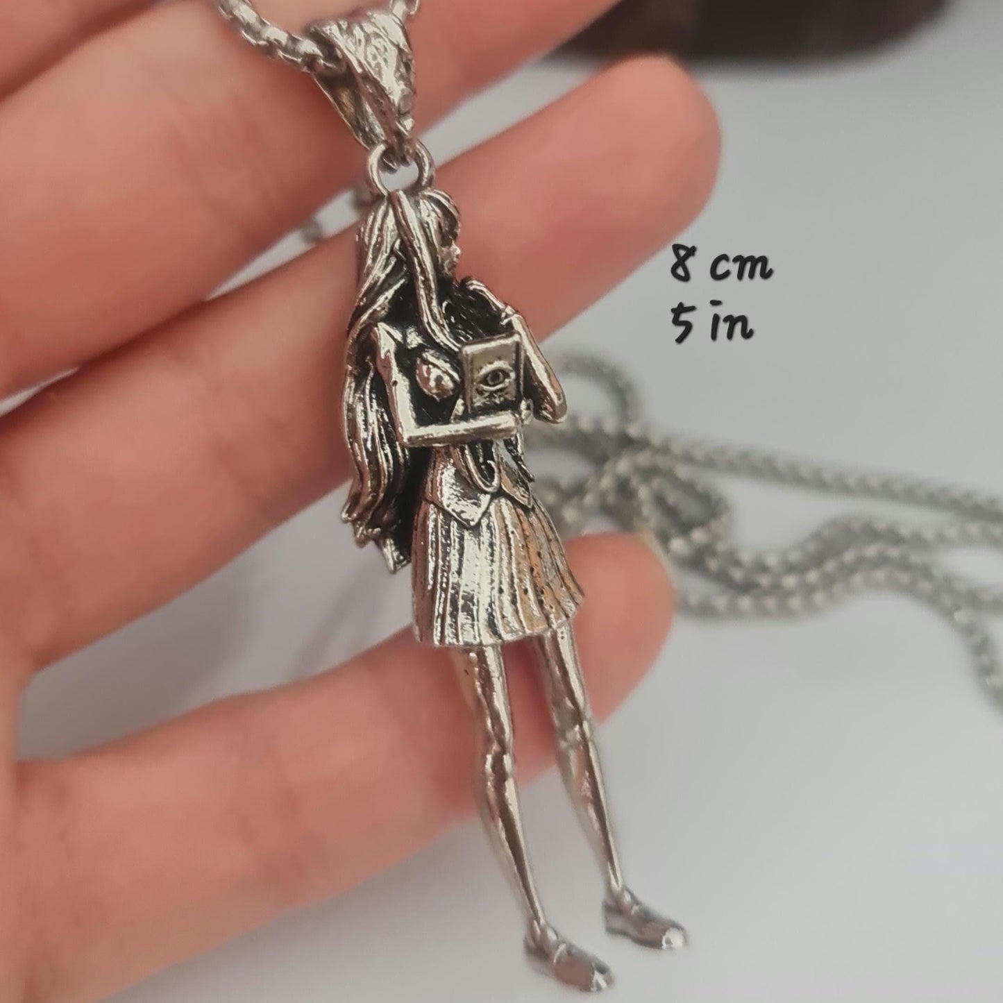 Oversized school girl Necklace ,Cosplay anime girl ,Cartoon style, statement 8 cm 5 in