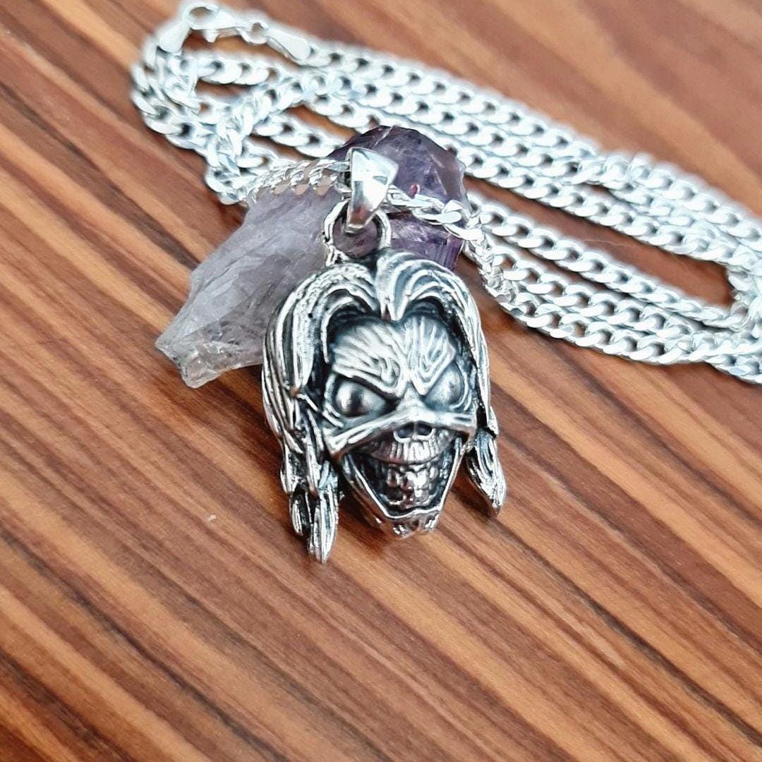 Eddie Killers Pendant, Skull Pendant, Biker - Rock - Heavy metal statement charm Sterling silver