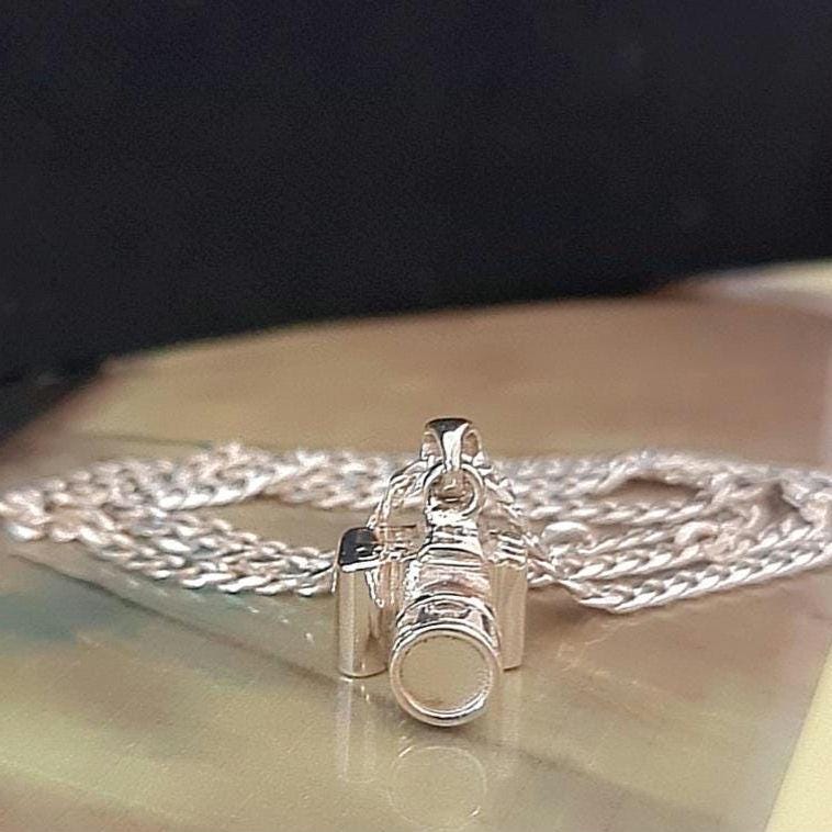 SLR Camera Necklace Handmade -Unisex Statement Piece for photography lovers- Sterling Silver