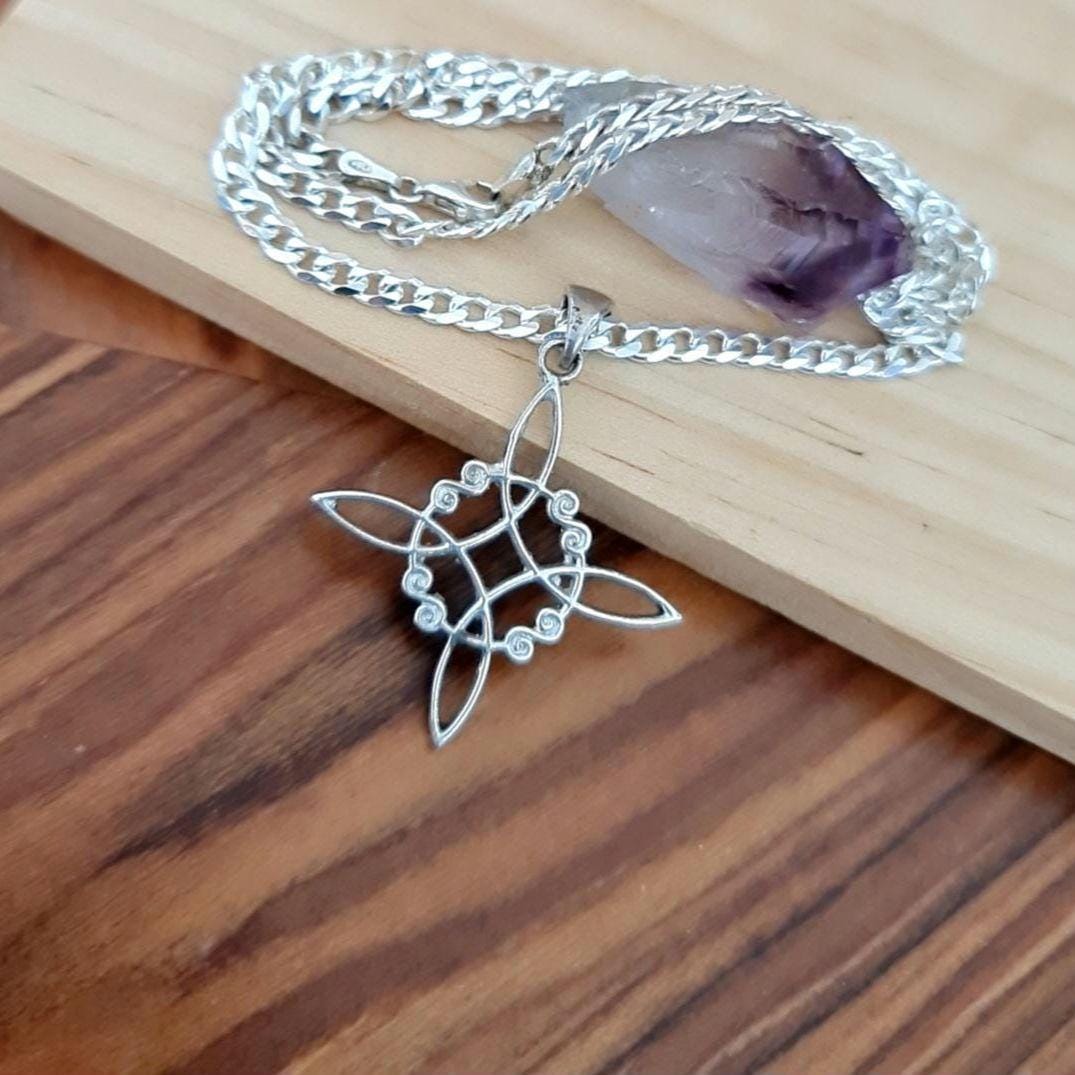 Sterling Silver Witch's Knot Pendant: Celtic Protection Charm
