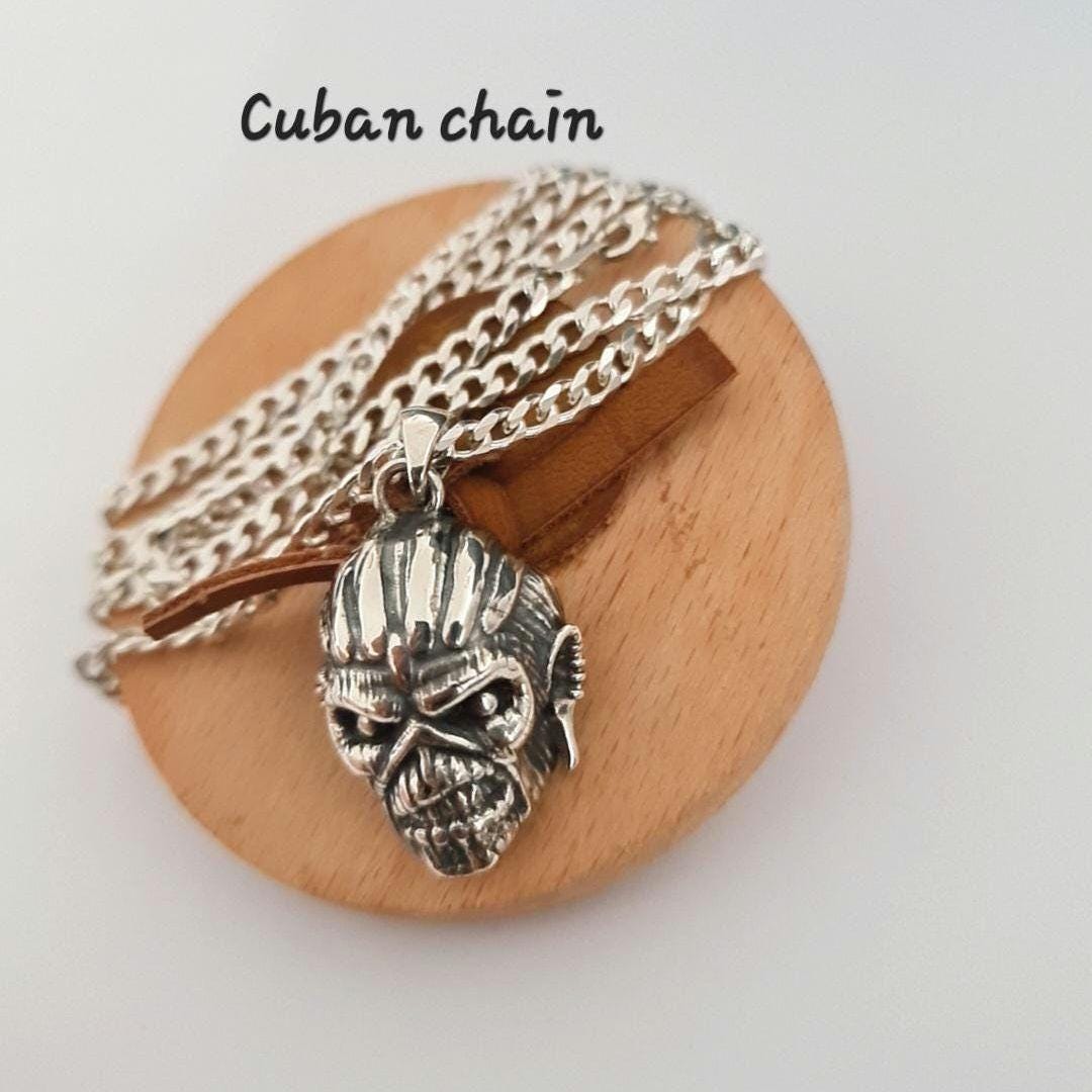 Handmade Sterling Silver Eddie Mayan Warrior Skull Pendant -Rock Heavy metal jewelry