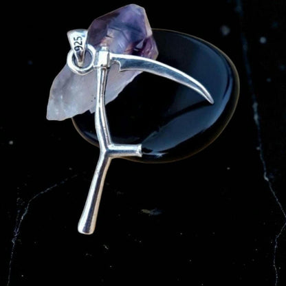 Sterling Silver Grim Reaper Scythe Pendant: Gothic Handmade Jewelry