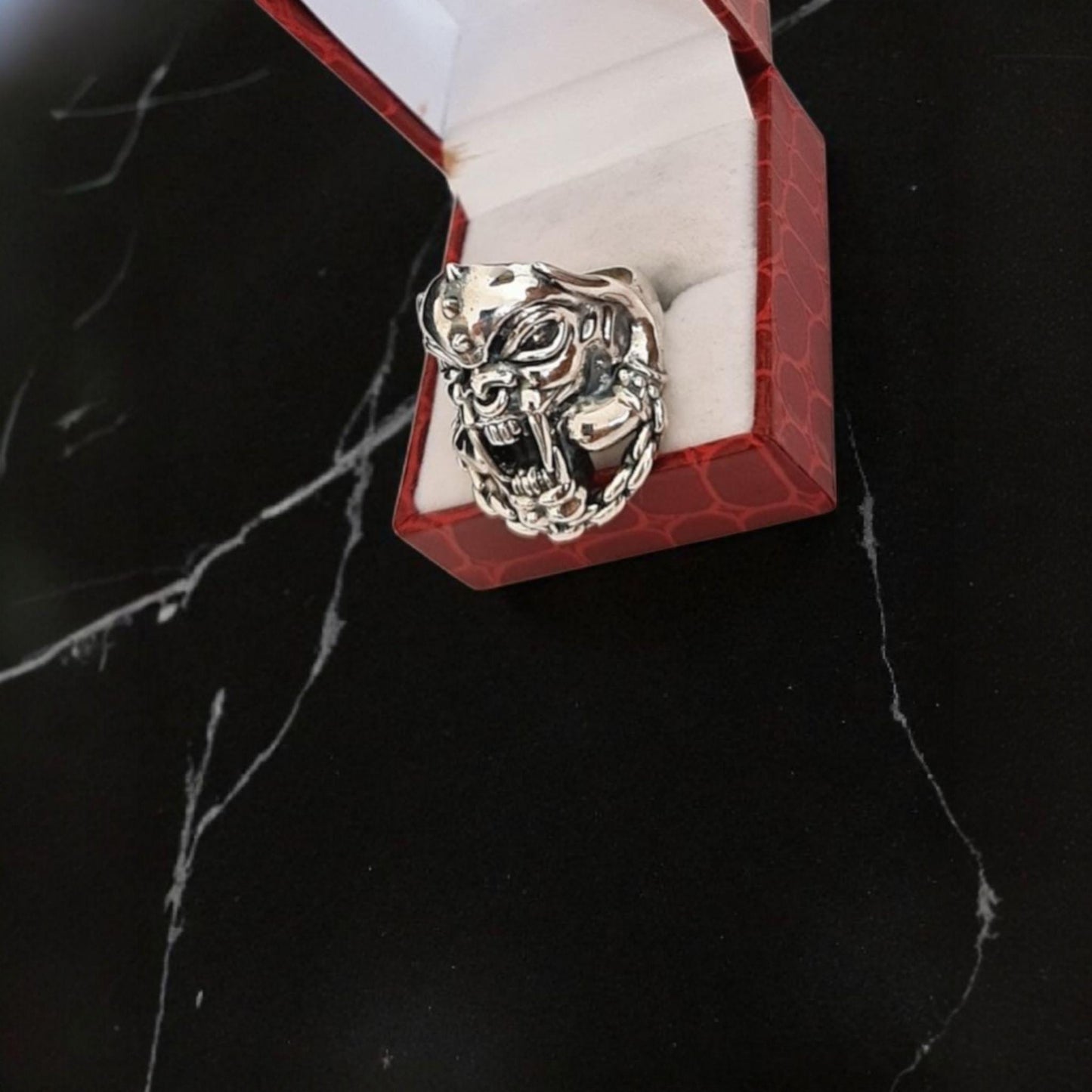 Handmade 925 Silver   Motorhead War Pig Ring: Gothic Rockstar Jewelry