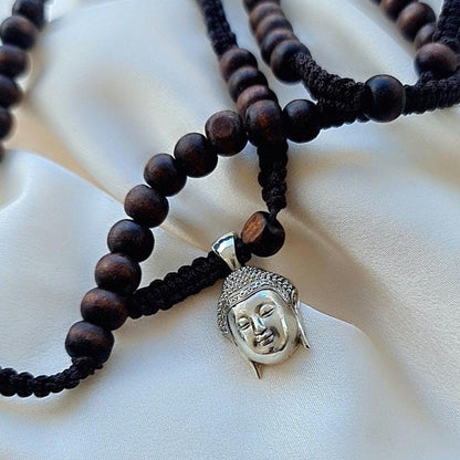 Handmade Silver Buddha Head Pendant: Gothic Yoga Jewelry